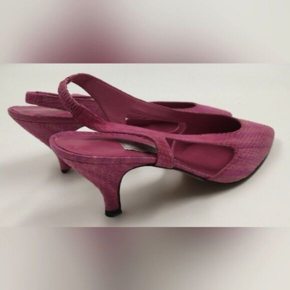 Bally of Switzerland Vintage Pink Leather Slingback Shoe's Kitten Heels  11AA - Picture 11 of 15